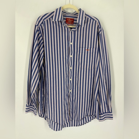 RM Williams Longhorn Men's New 100% Cotton Long-Sleeved Blue Reg Fit Shirt L - Picture 1 of 9